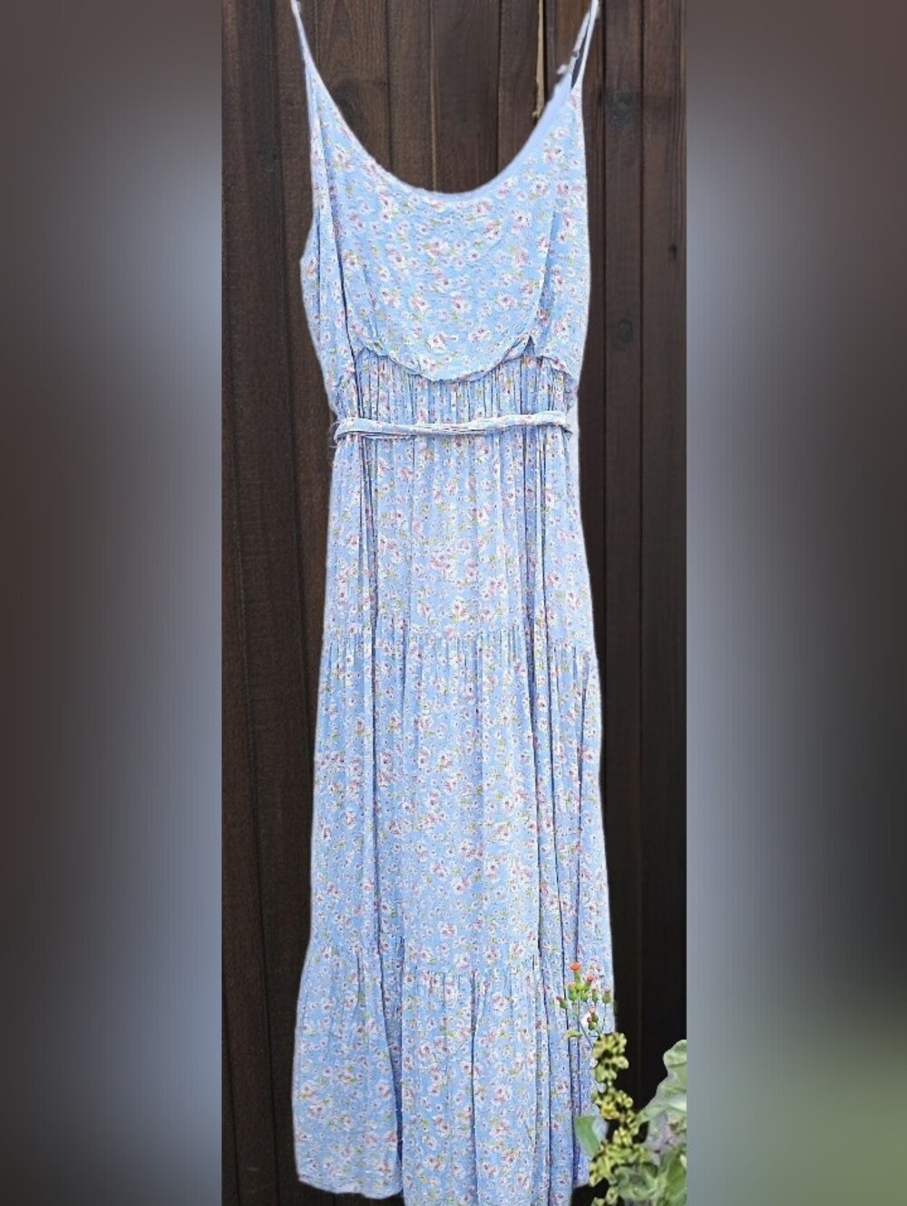 Lulu's Sunny Bliss Cornflower Blue Floral Tiered Maxi Sundress XL - Picture 4 of 12